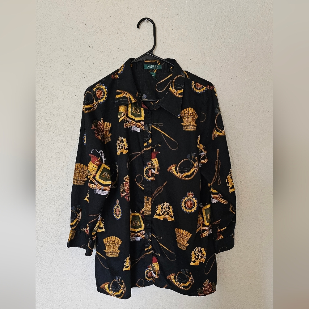 Ralph Lauren Equestrian Black and Gold Shirt Size 3X